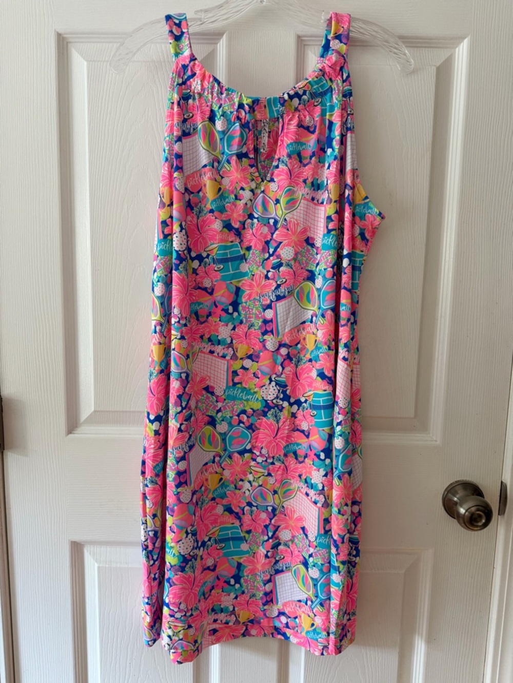 Lulu-B Pink & Blue Tropical Floral Pickleball Sundress